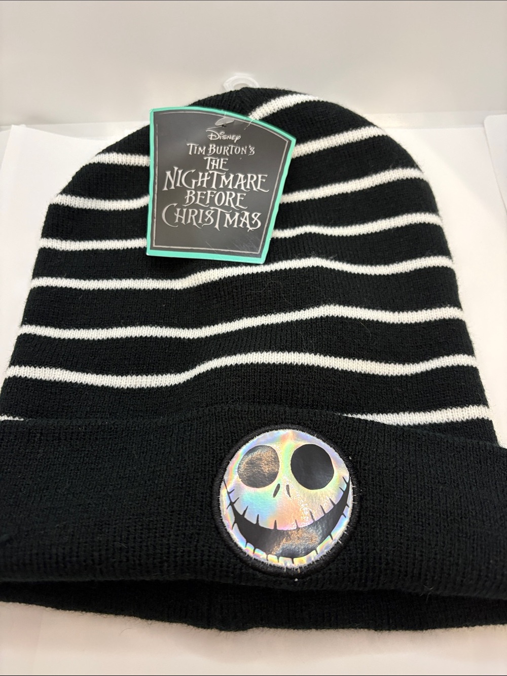 Nightmare Before Christmas Jack Skellington Striped Beanie Hat Halloween New